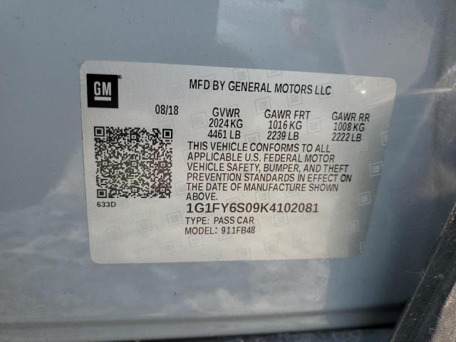 2019 CHEVROLET BOLT EV LT 1G1FY6S09K4102081