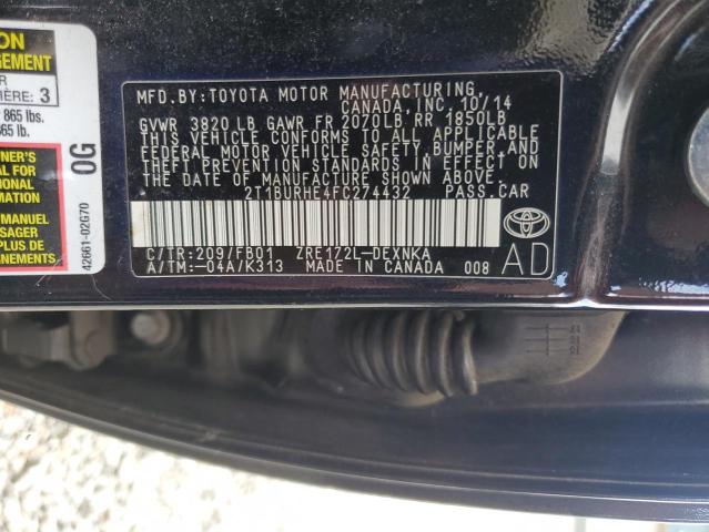 2015 TOYOTA COROLLA L - 2T1BURHE4FC274432