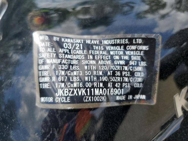 2021 KAWASAKI ZX1002 K JKBZXVK11MA016901