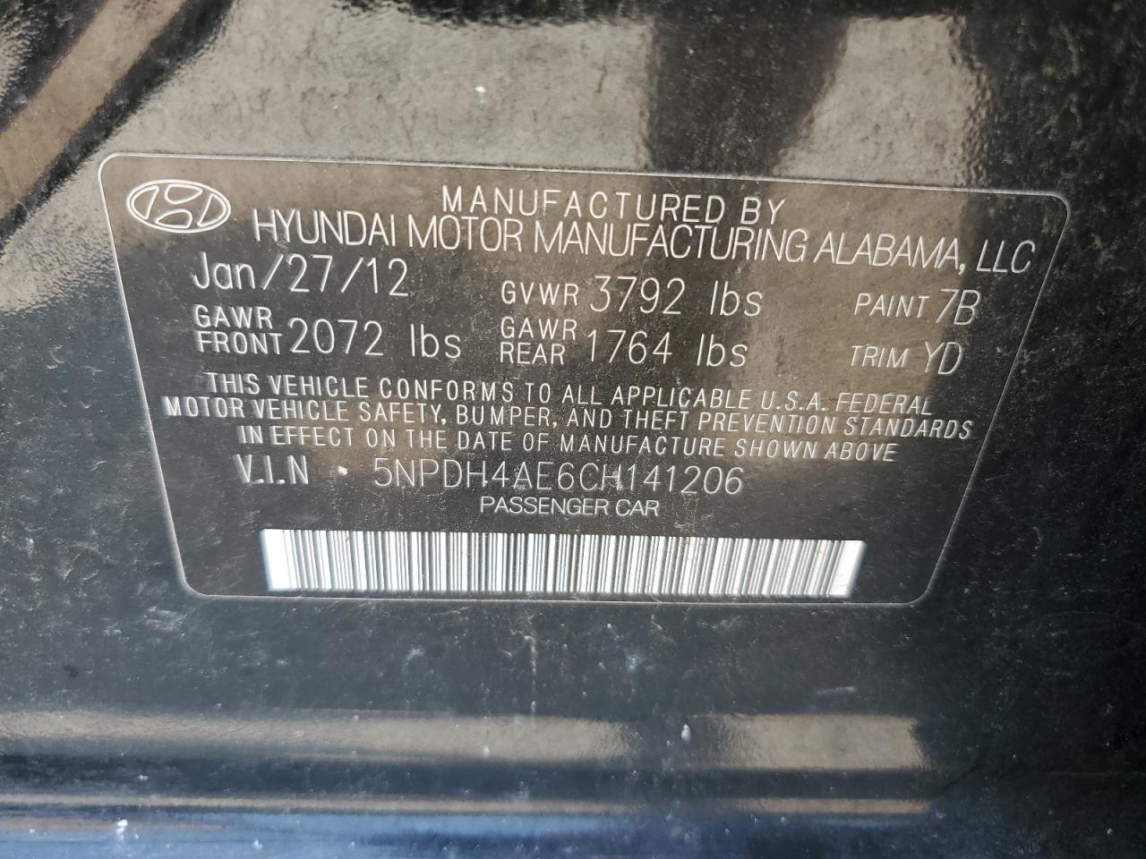 Hyundai Elantra gl 2012