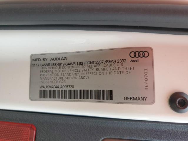 2018 AUDI A4 PREMIUM WAUKMAF44JA095720
