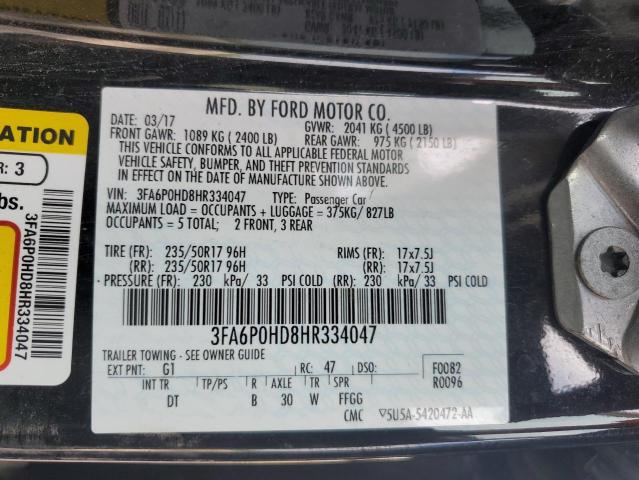 2017 FORD FUSION SE - 3FA6P0HD8HR334047