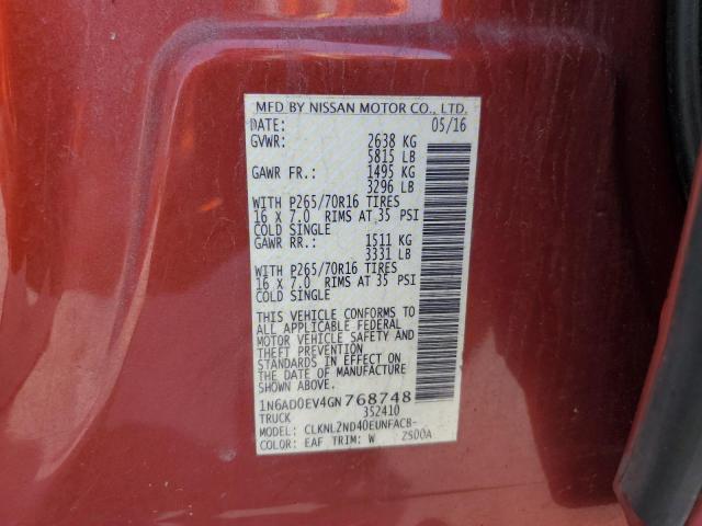 2016 NISSAN FRONTIER S - 1N6AD0EV4GN768748