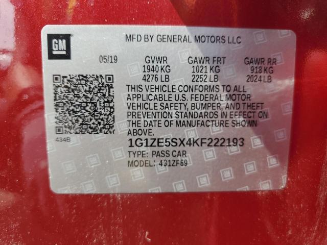 2019 CHEVROLET MALIBU PRE - 1G1ZE5SX4KF222193