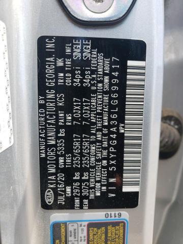 2020 KIA SORENTO L 5XYPG4A36LG699417