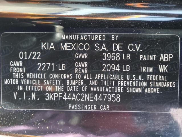 2022 KIA FORTE GT 3KPF44AC2NE447958