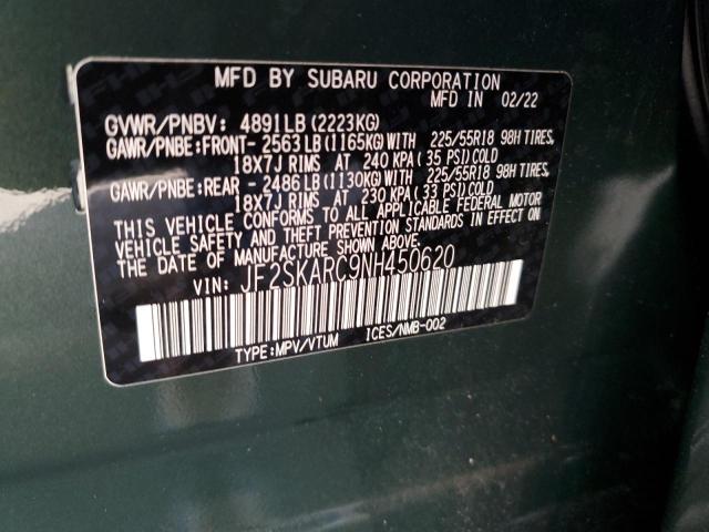 2022 SUBARU FORESTER T - JF2SKARC9NH450620