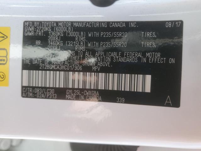 2017 LEXUS RX 450H BA 2T2BGMCA3HC017906