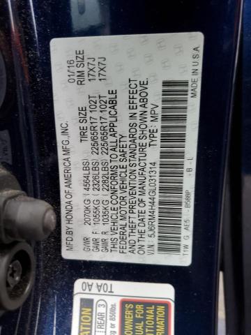 2016 HONDA CR-V SE 5J6RM4H44GL031314