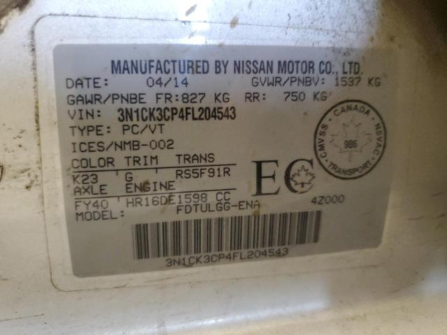 2015 NISSAN MICRA 3N1CK3CP4FL204543