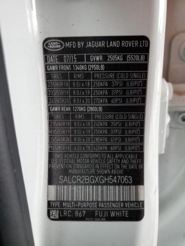 2016 LAND ROVER DISCOVERY SALCR2BGXGH547063