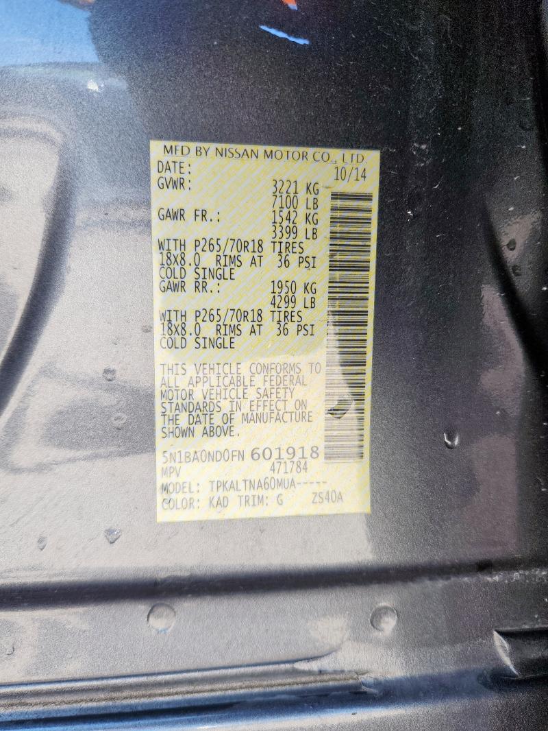 2015 NISSAN ARMADA SV - 5N1BA0ND0FN601918