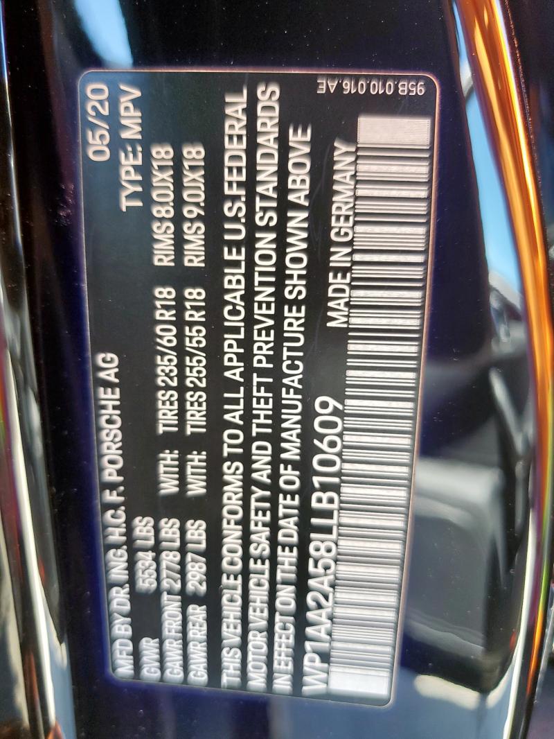 2020 PORSCHE MACAN WP1AA2A58LLB10609