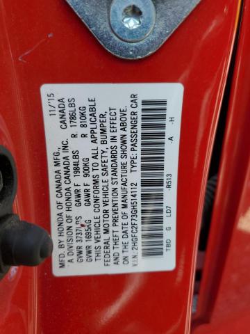 2016 HONDA CIVIC EX 2HGFC2F73GH514112