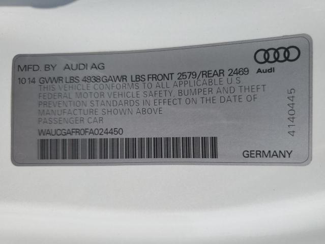 2015 AUDI S5 PREMIUM WAUCGAFR0FA024450