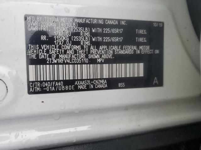 2020 TOYOTA RAV4 2T3W1RFV4LC035110