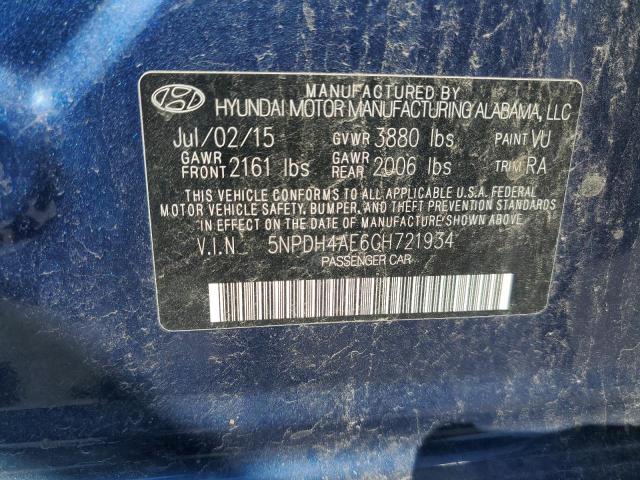 2016 HYUNDAI ELANTRA SE 5NPDH4AE6GH721934