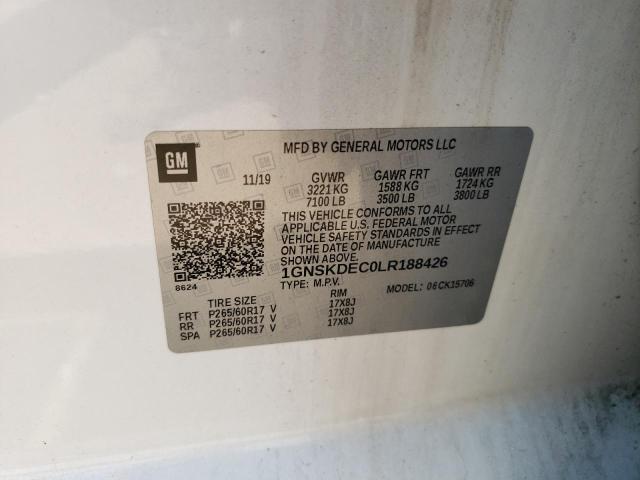 2020 CHEVROLET TAHOE POLI 1GNSKDEC0LR188426