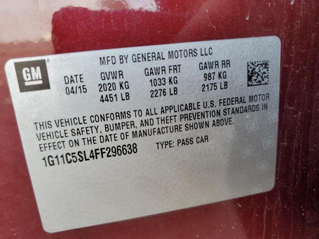 2015 CHEVROLET MALIBU 1LT 1G11C5SL4FF296638