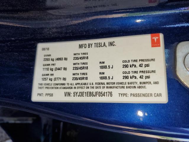 2018 TESLA MODEL 3 5YJ3E1EB6JF054176