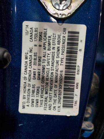 2015 HONDA CIVIC LX 2HGFB2F50FH505416