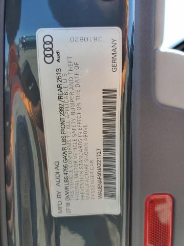 2018 AUDI A4 PREMIUM WAUENAF40JA221727