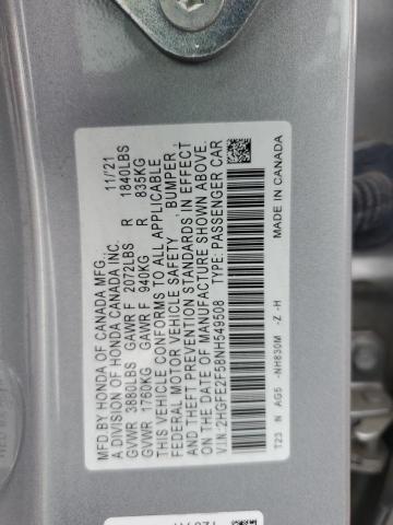 2022 HONDA CIVIC SPOR 2HGFE2F58NH549508
