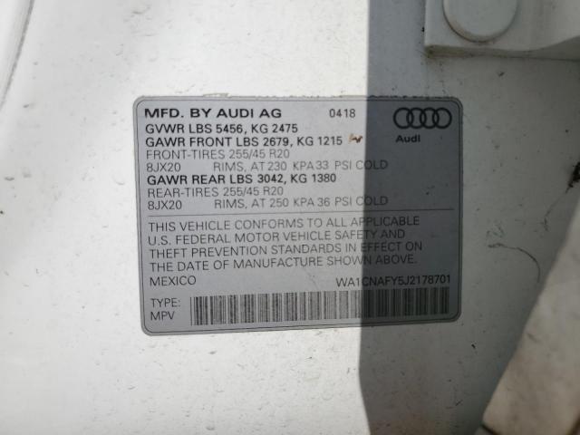 2018 AUDI Q5 PRESTIG WA1CNAFY5J2178701