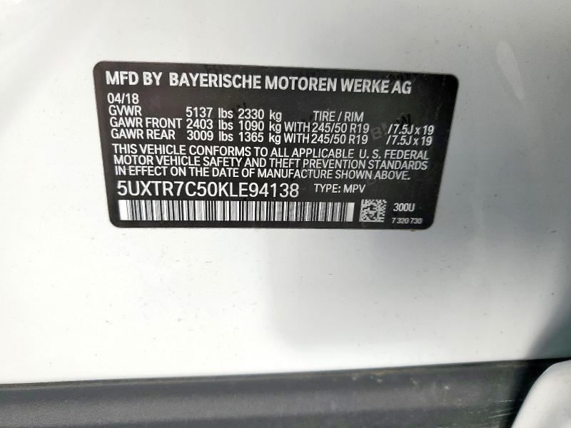 2019 BMW X3 SDRIVE3 5UXTR7C50KLE94138