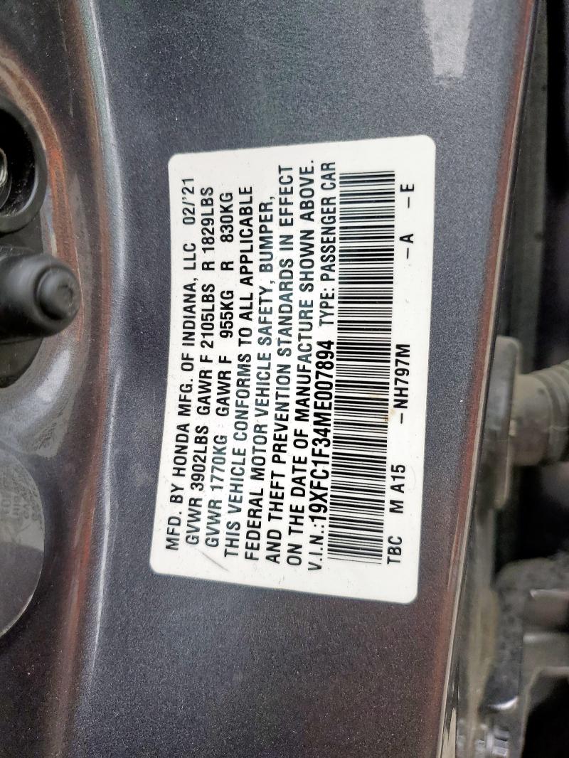 2021 HONDA CIVIC EX #3291477924