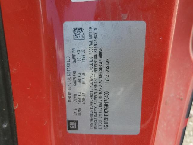 2016 CHEVROLET CAMARO LT 1G1FB1RX7G0170403