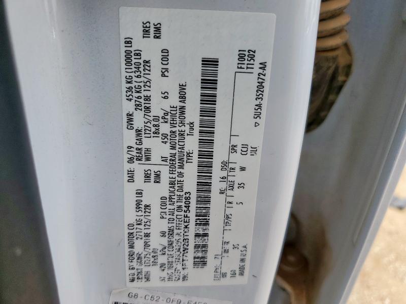 2019 FORD F250 SUPER DUTY 1FT7W2BT6KEF54083