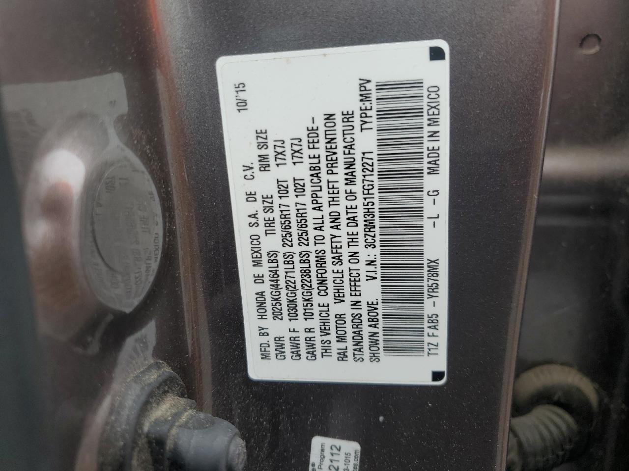 Lot #3237008501 2015 HONDA CR-V EX