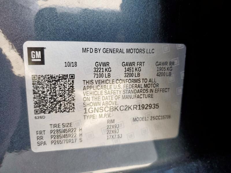 2019 CHEVROLET TAHOE C150 1GNSCBKC2KR192935