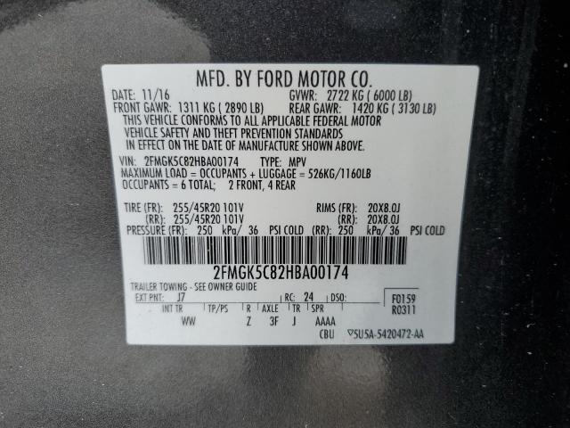 2017 FORD FLEX SEL 2FMGK5C82HBA00174