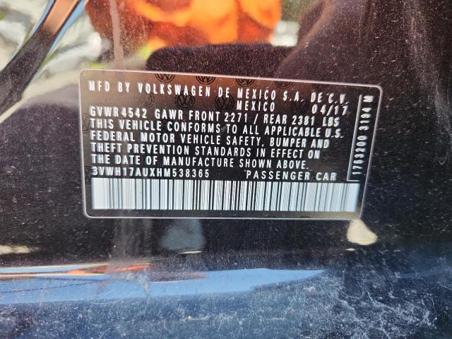 2017 VOLKSWAGEN GOLF ALLTR 3VWH17AUXHM538365