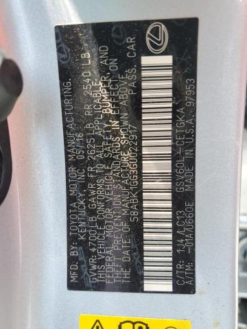 2016 LEXUS ES 350 58ABK1GG3GU022917