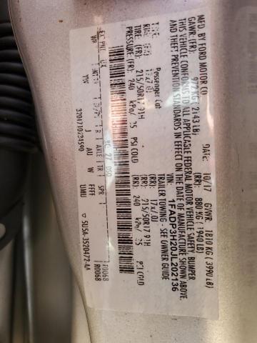 2018 FORD FOCUS 1FADP3H20JL202136