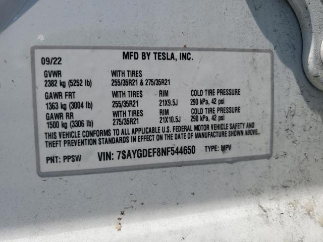 2022 TESLA MODEL Y 7SAYGDEF8NF544650