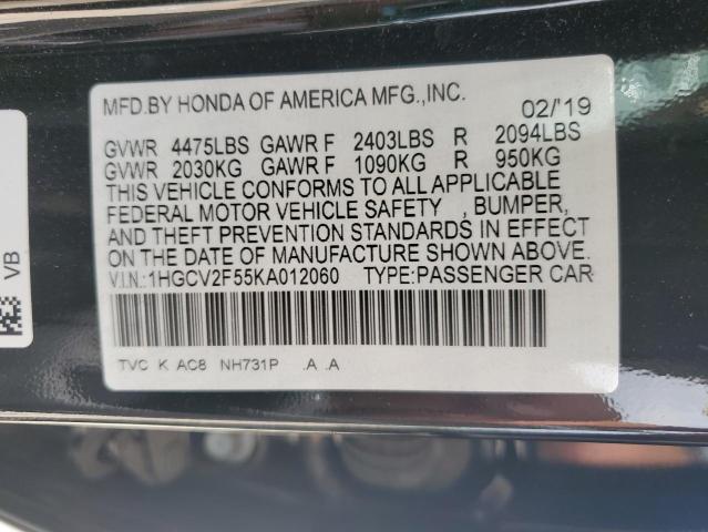 2019 HONDA ACCORD EXL - 1HGCV2F55KA012060