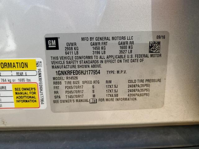 2017 CHEVROLET TRAVERSE L 1GNKRFED6HJ177954