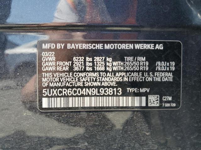 2022 BMW X5 XDRIVE4 - 5UXCR6C04N9L93813