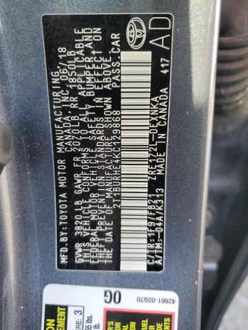 2019 TOYOTA COROLLA L 2T1BURHE4KC129868