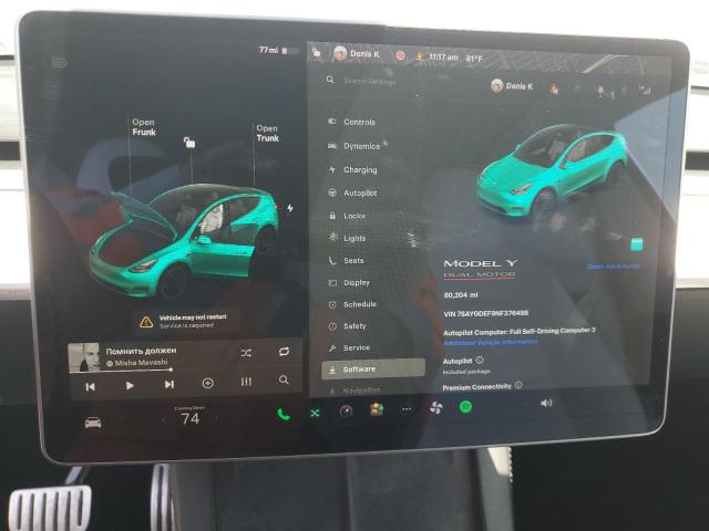 2022 TESLA MODEL Y 7SAYGDEF9NF376498