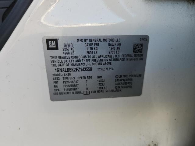 2015 CHEVROLET EQUINOX LT 1GNALBEK2FZ143559