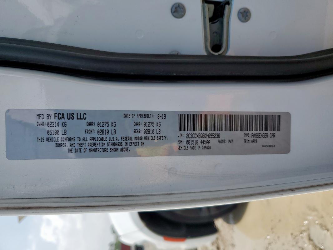 2019 DODGE CHARGER SX 2C3CDXBG6KH695236