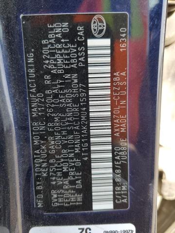 2021 TOYOTA CAMRY SE 4T1G11AK2MU415977