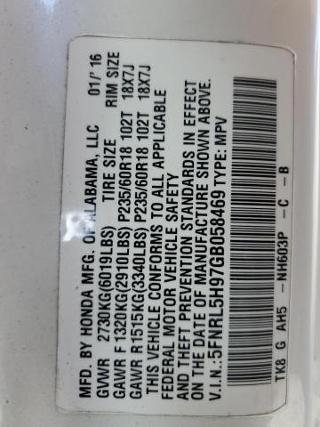 2016 HONDA ODYSSEY TO 5FNRL5H97GB058469