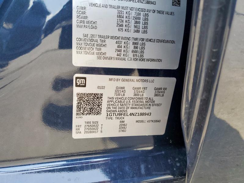 2022 GMC SIERRA LIM 1GTU9FEL4NZ188943