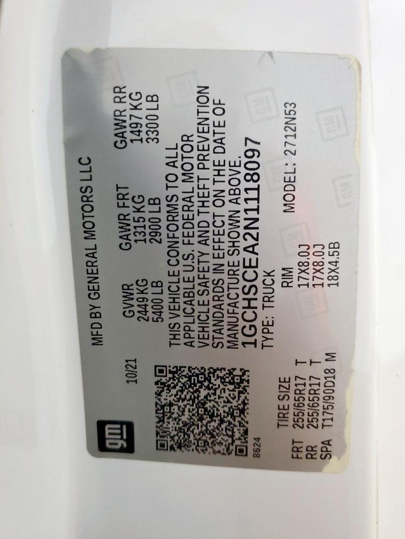 2022 CHEVROLET COLORADO L - 1GCHSCEA2N1118097
